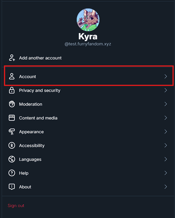 Screenshot of Bluesky account details with DID visible