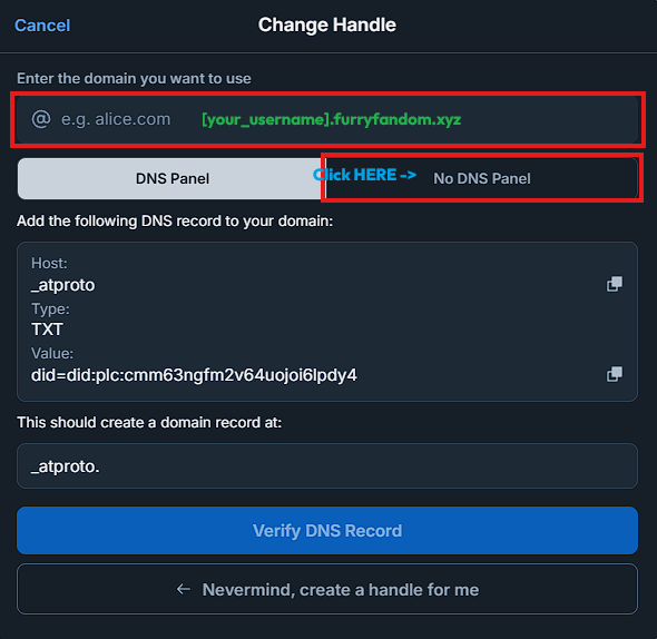 Screenshot displaying username entry field